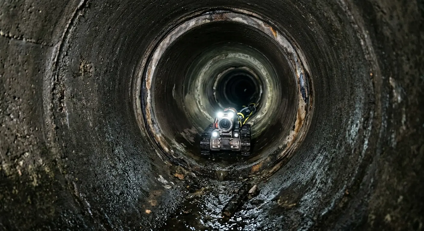 Robotic sewer camera inspecting pipe interior for Sewer Line Repair in Rutland